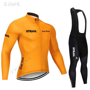 Conjunto de Ciclismo de Inverno Masculino Manga Longa Strava