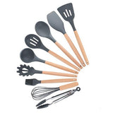 Kit Gastronômico Premium - Utensílios de Cozinha, Silicone e Madeira Ecológica