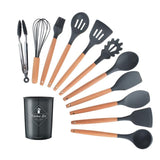 Kit Gastronômico Premium - Utensílios de Cozinha, Silicone e Madeira Ecológica