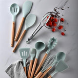 Kit Gastronômico Premium - Utensílios de Cozinha, Silicone e Madeira Ecológica